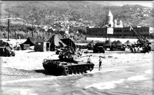 وحدات عسكرية أميركية على شاطئ انطلياس سنة 1958 